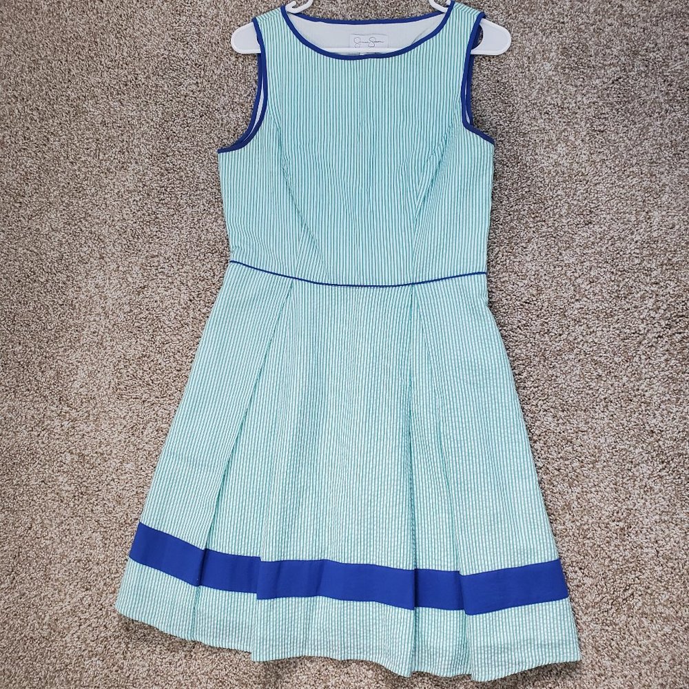 Turquoise Seersucker Dress